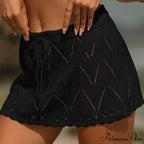 Crochet Waist Knitted Mini Beach Drawstring Cover Up Skirt image 11