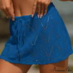Crochet Waist Knitted Mini Beach Drawstring Cover Up Skirt image 9