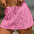 Crochet Waist Knitted Mini Beach Drawstring Cover Up Skirt image 12