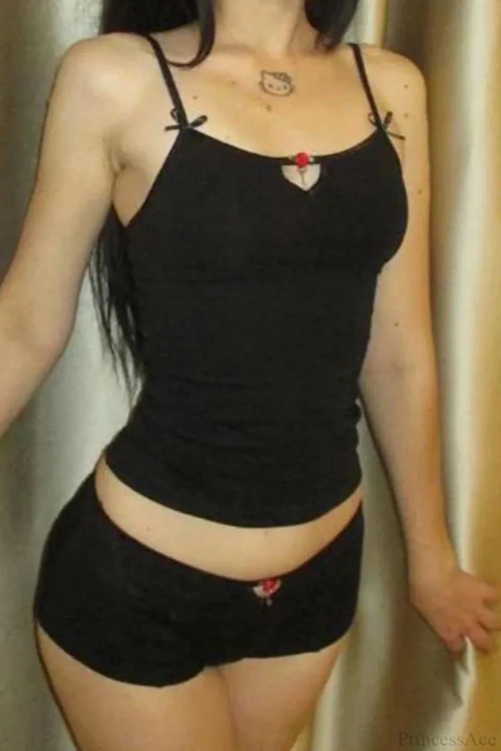 Crop Cami Top and Pajama Shorts image 1