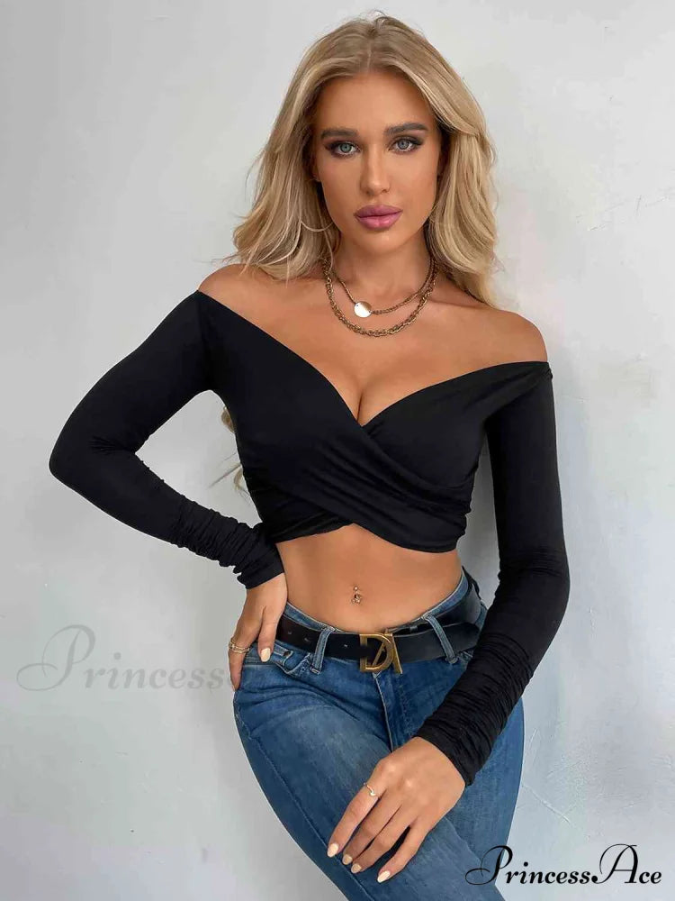 Crop Crisscross Arm Long Top image 3