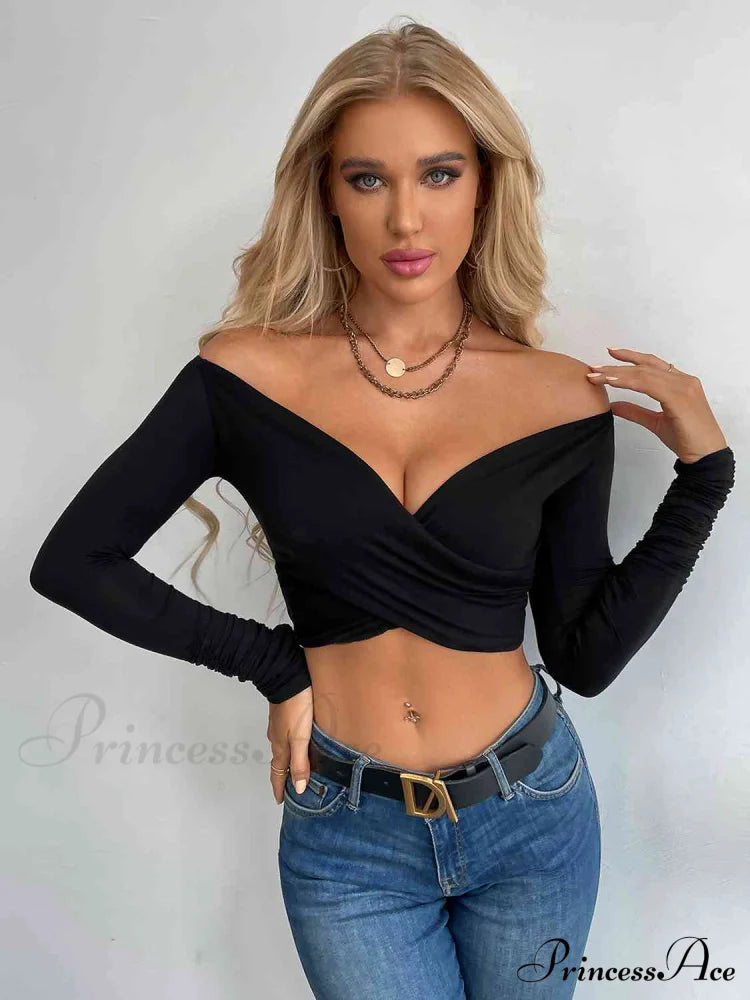 Crop Crisscross Arm Long Top image 1