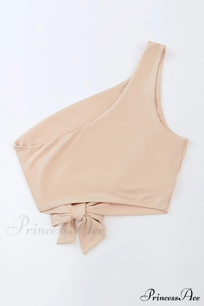 Crop Khaki One Tie Shoulder Side Top image 10