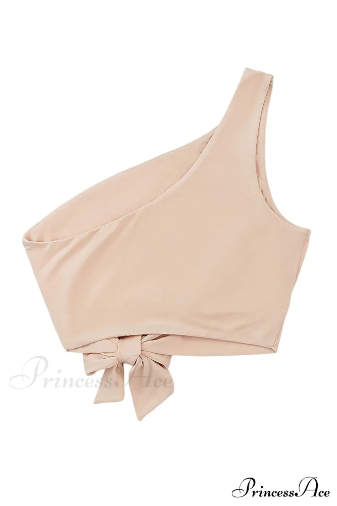 Crop Khaki One Tie Shoulder Side Top image 15