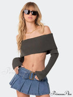 Crop Sweater and Long-Sleeved Comfortable Sexy Chest-Wrapped Top Woolen Sweater image 1