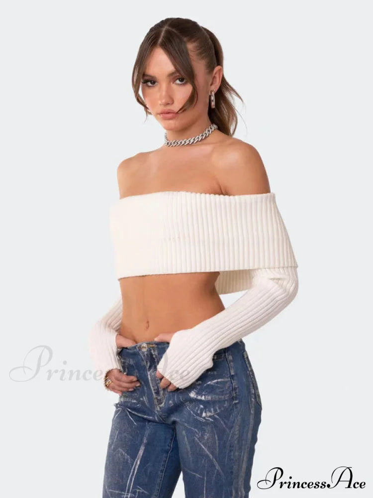 Crop Sweater and Long-Sleeved Comfortable Sexy Chest-Wrapped Top Woolen Sweater image 5