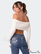 Crop Sweater and Long-Sleeved Comfortable Sexy Chest-Wrapped Top Woolen Sweater image 4