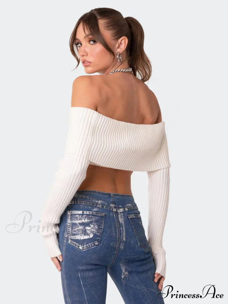Crop Sweater and Long-Sleeved Comfortable Sexy Chest-Wrapped Top Woolen Sweater image 4