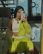 Cropped Blazer And Charming Pleated Mini Skirt Set image 44