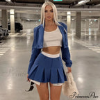 Cropped Blazer And Charming Pleated Mini Skirt Set image 21