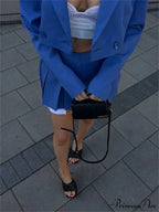 Cropped Blazer And Charming Pleated Mini Skirt Set image 38