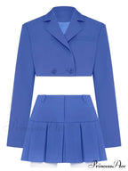 Cropped Blazer And Charming Pleated Mini Skirt Set image 16