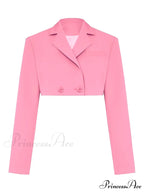 Cropped Blazer And Charming Pleated Mini Skirt Set image 15