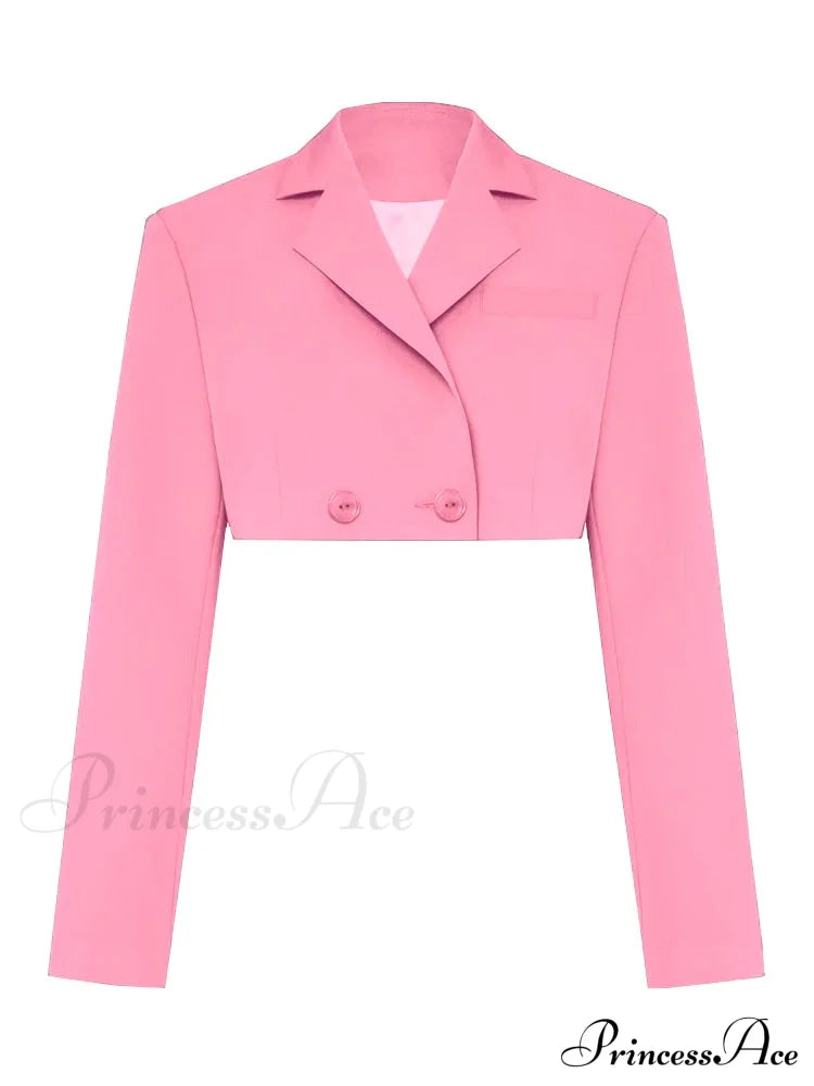 Cropped Blazer And Charming Pleated Mini Skirt Set image 15