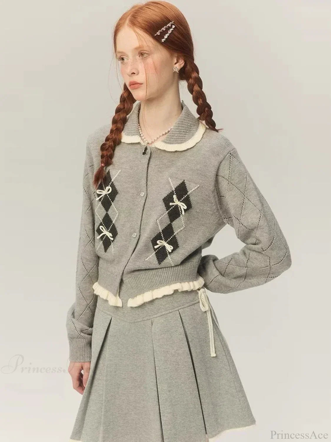 Cropped Bow Aesthetic Cardigan image 1