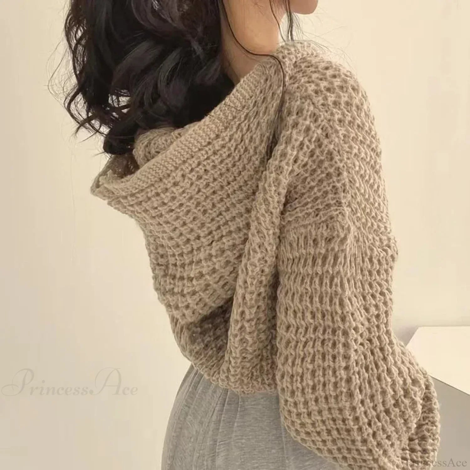 Cropped Hooded Hollow Out Knit Cardigan image 5