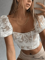 Cropped Lace Edge Trendy Shirred Cami Top image 2