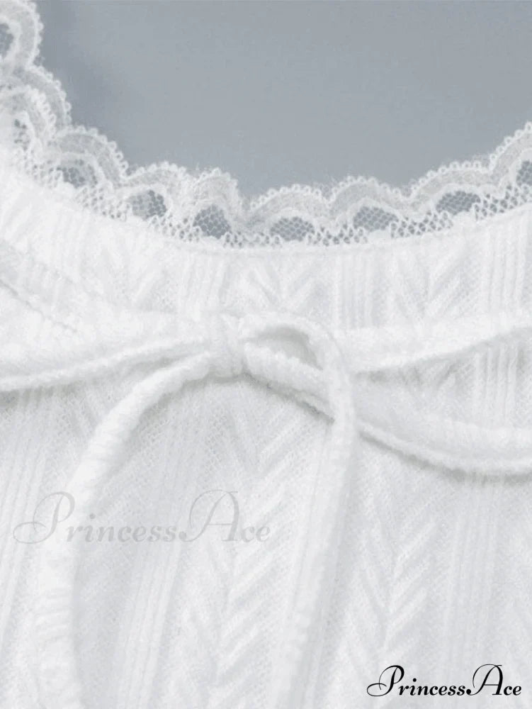 Cropped Lace Trim Trendy Rib Cami Top image 6