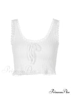 Cropped Lace Trim Trendy Rib Cami Top image 5
