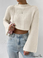 Cropped Long Neck Mock Arm Sweater image 3