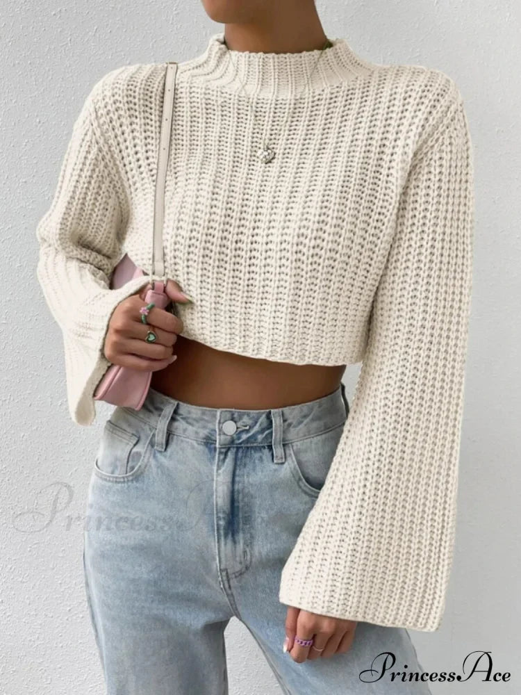 Cropped Long Neck Mock Arm Sweater image 3