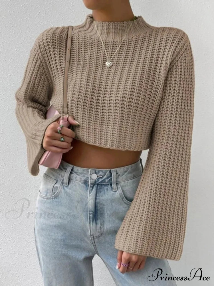 Cropped Long Neck Mock Arm Sweater image 8