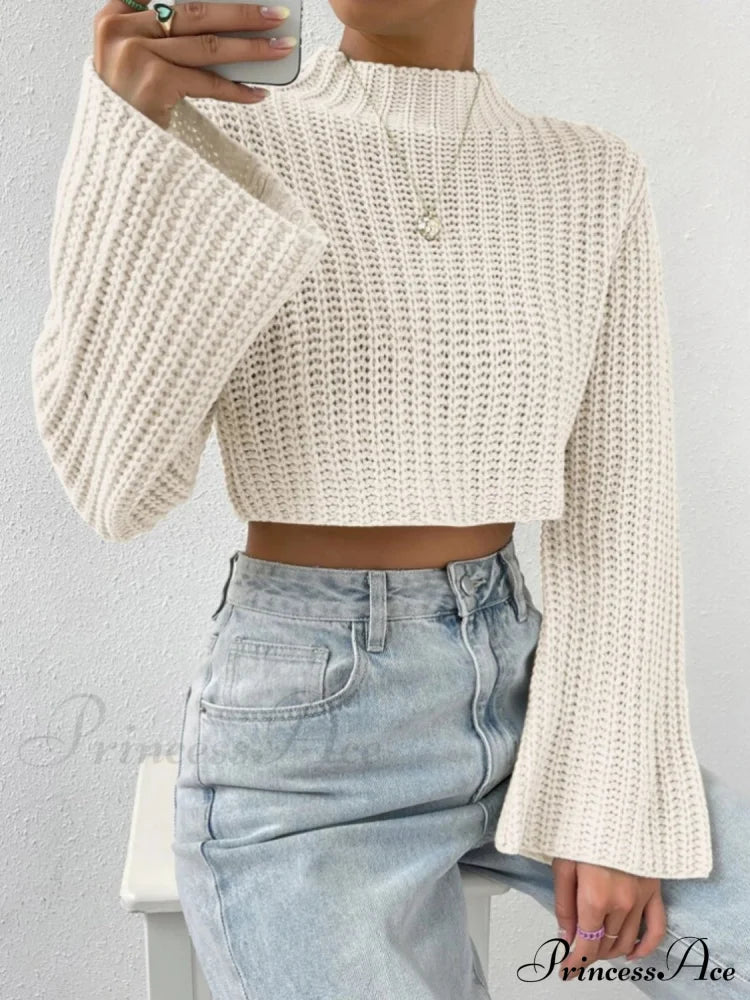Cropped Long Neck Mock Arm Sweater image 4