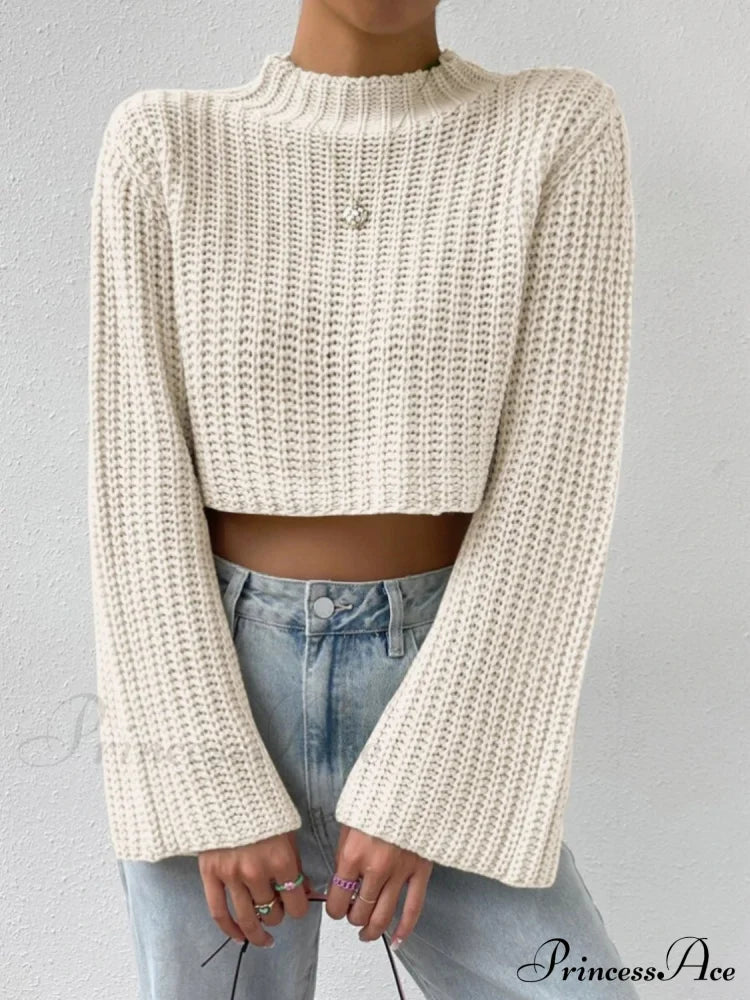 Cropped Long Neck Mock Arm Sweater image 5