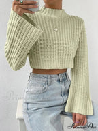 Cropped Long Neck Mock Arm Sweater image 2
