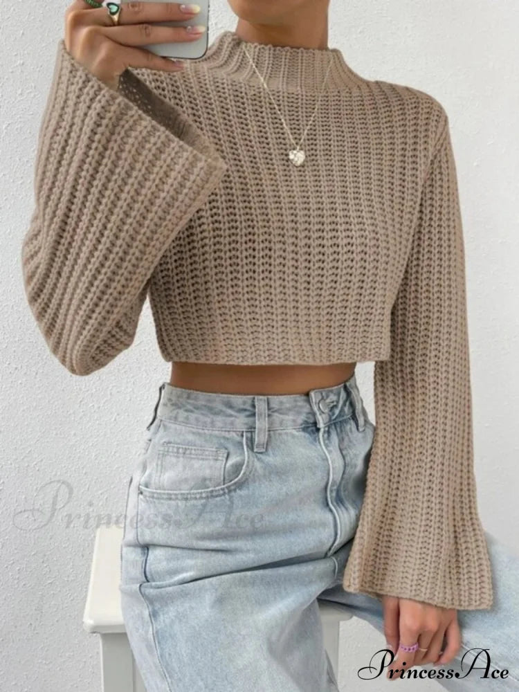 Cropped Long Neck Mock Arm Sweater image 1