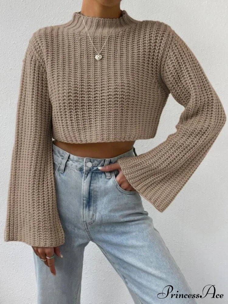 Cropped Long Neck Mock Arm Sweater image 9