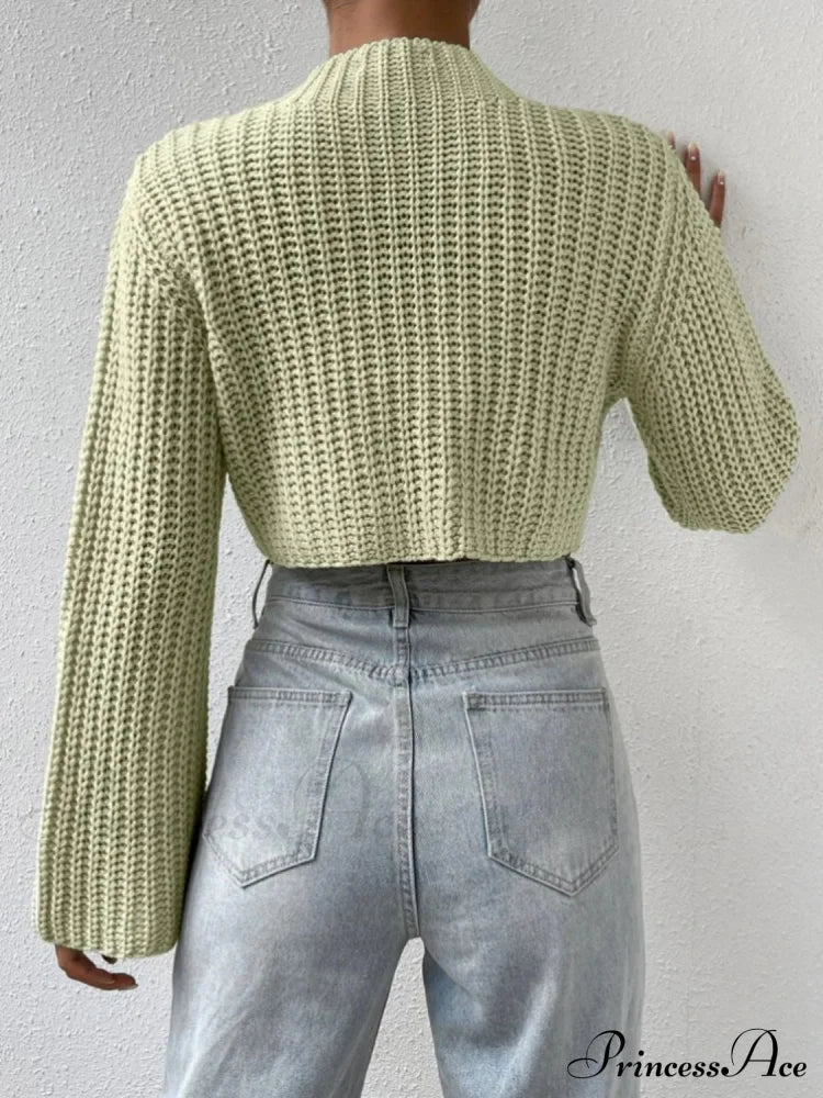 Cropped Long Neck Mock Arm Sweater image 7