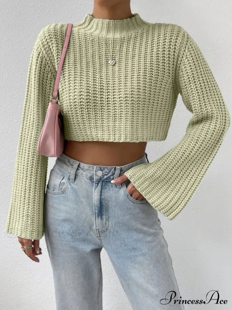 Cropped Long Neck Mock Arm Sweater image 10