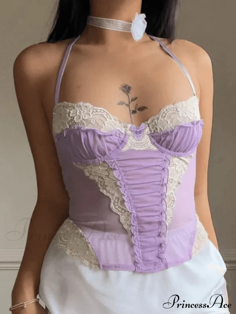 Sexy Elegant Lace Purple Cami Top image 1