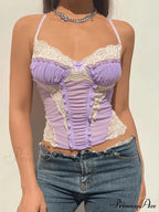 Sexy Elegant Lace Purple Cami Top image 3