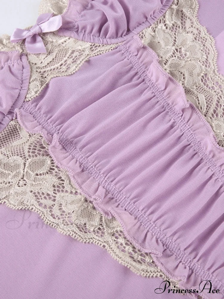 Sexy Elegant Lace Purple Cami Top image 6