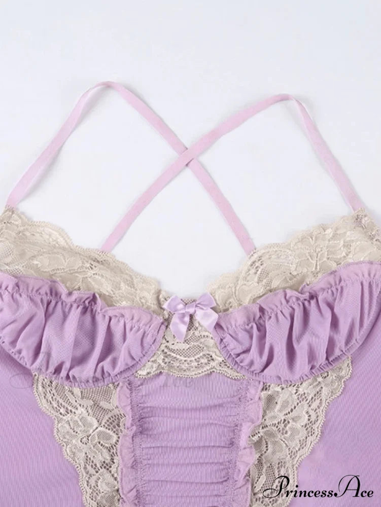 Sexy Elegant Lace Purple Cami Top image 4