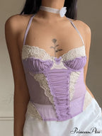 Sexy Elegant Lace Purple Cami Top image 2