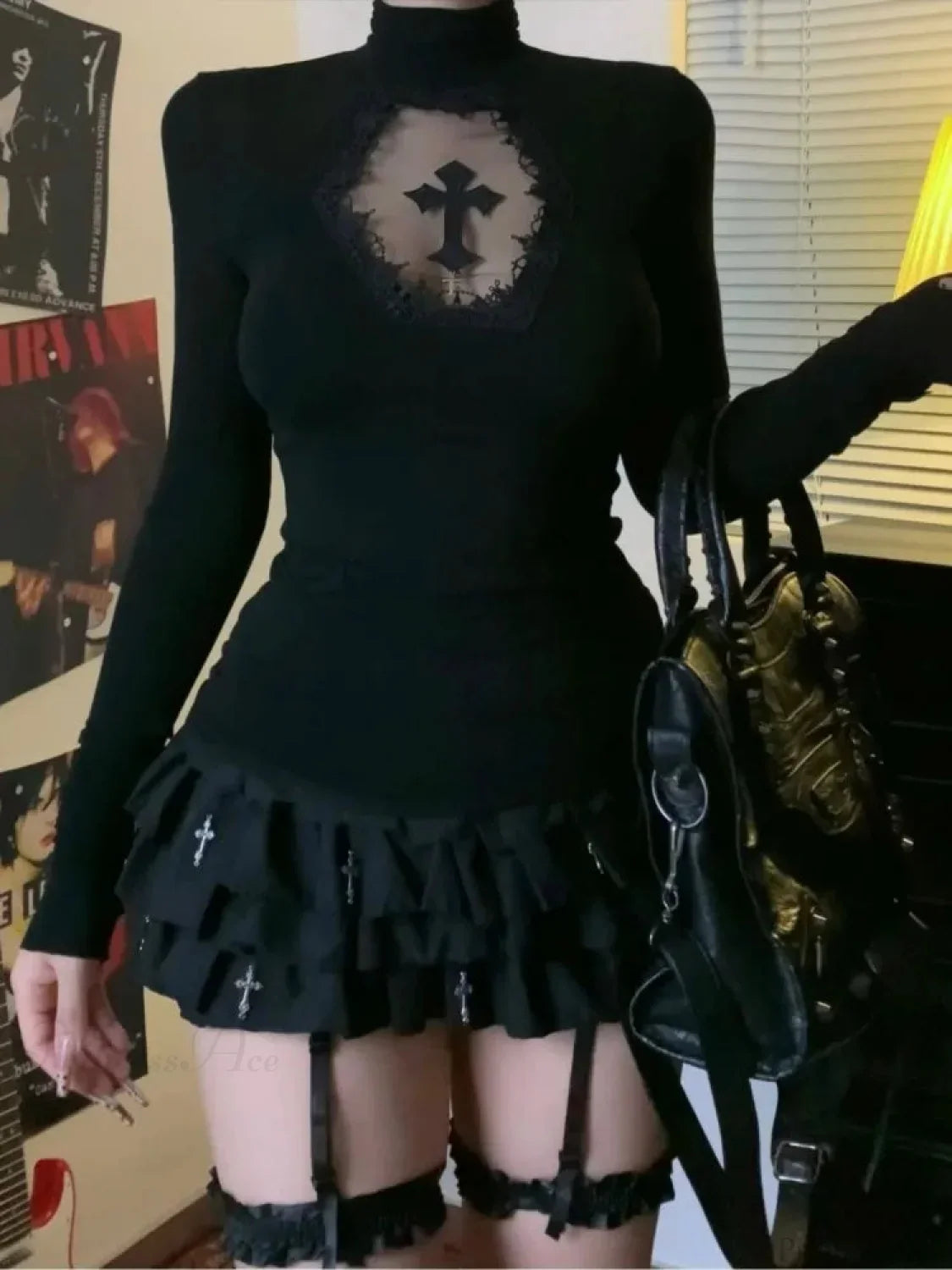 Cross High-neck Knit Top image 3