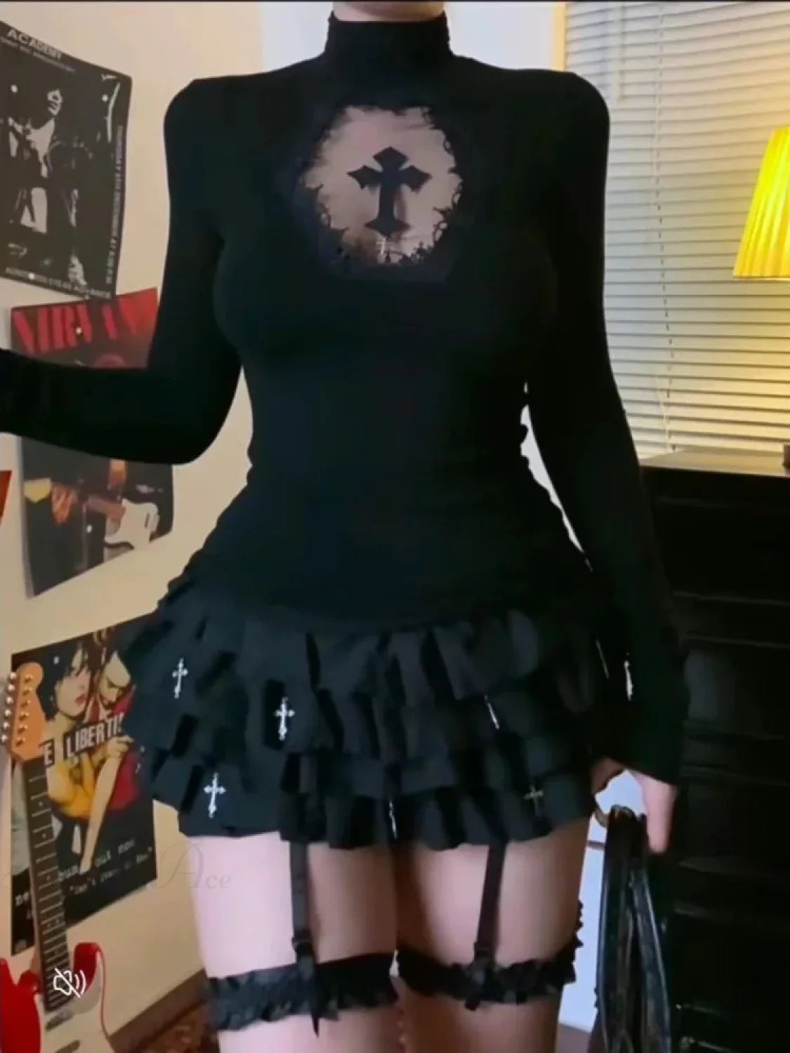 Cross High-neck Knit Top image 2