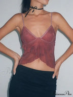 Cross Over Halter Trendy Mesh Crop Cami Top image 3
