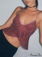 Cross Over Halter Trendy Mesh Crop Cami Top image 12