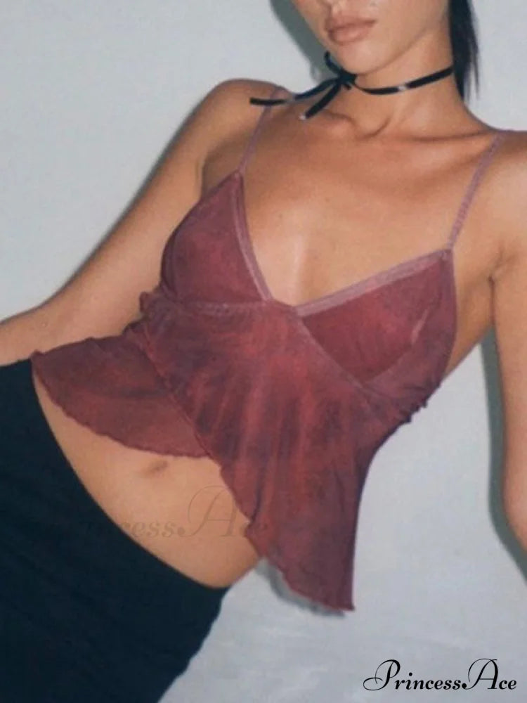 Cross Over Halter Trendy Mesh Crop Cami Top image 12