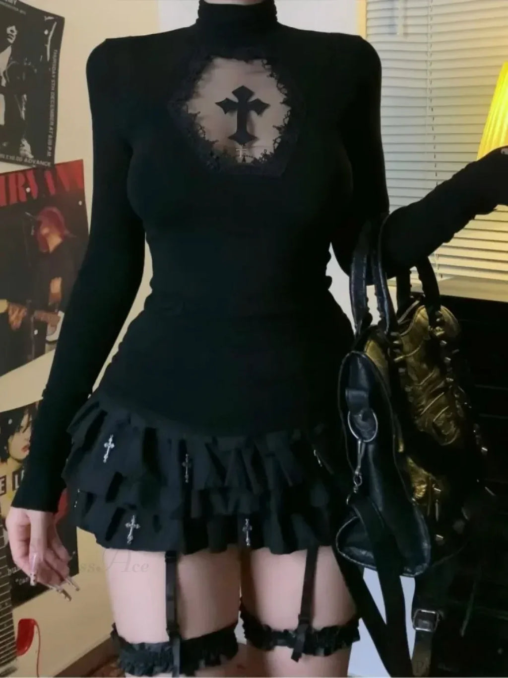 Cross Turtleneck Knit Top image 3