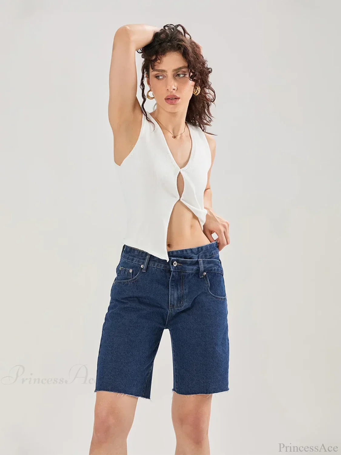 Crossover Asymmetrical Denim Short image 2