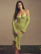 Cryptographic Green Mesh Sheer Midi Dress image 5