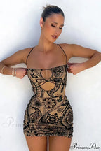 Cryptographic Print Backless Summer Boho Dress image 2
