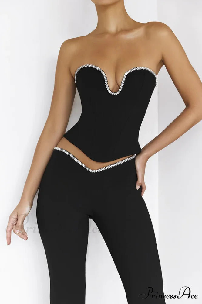 Crystal Trimmed Corset Charming + Embellished Trousers Set image 4