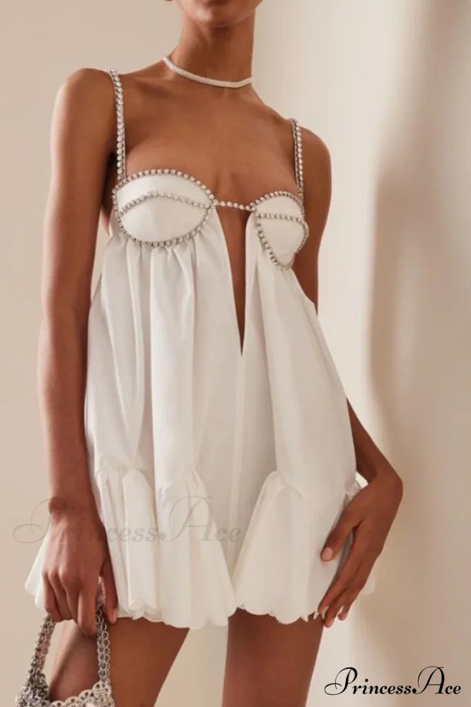 Crystal Trimmed Stylish Scallop Mini Dress image 1