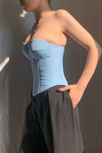 Cup Faux Denim Bustier Slim Tank Corset image 2